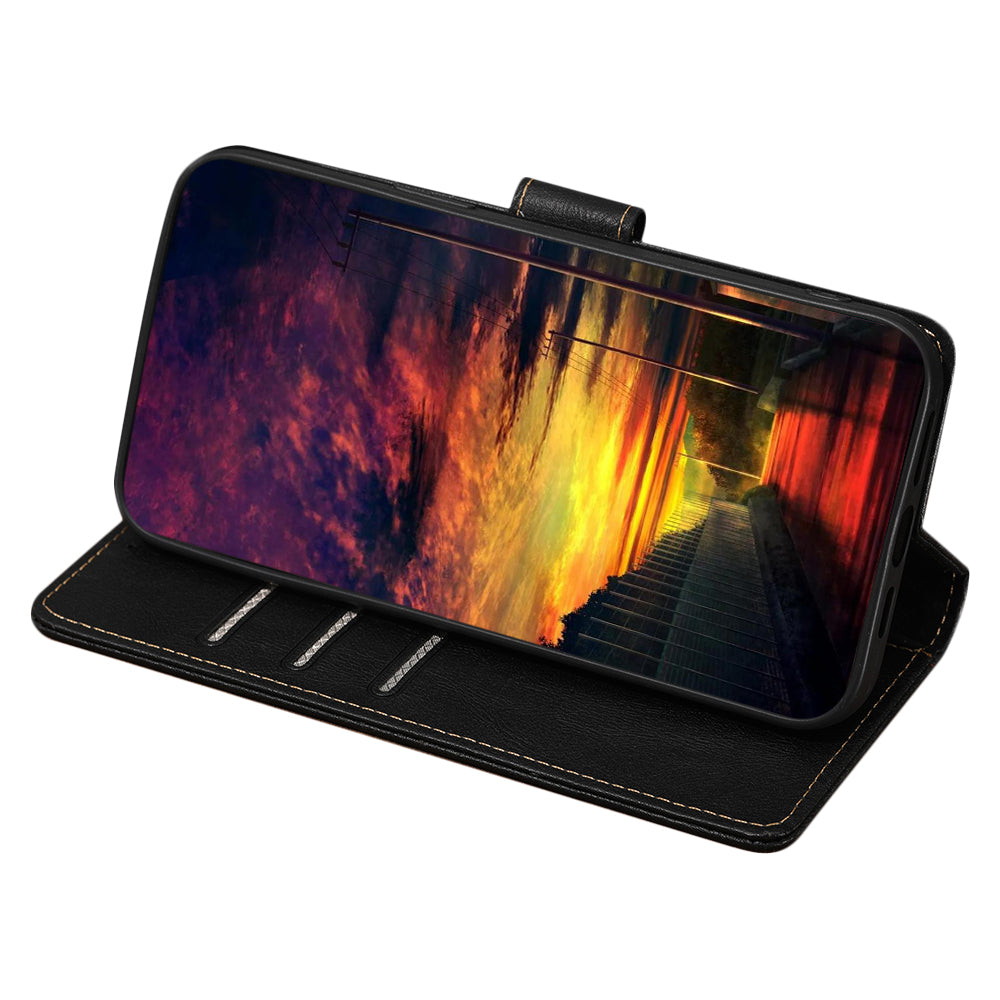 RFID Blocking Leather Phone Case for Honor X5 4G , Cowhide Texture Wallet Stand Phone Cover