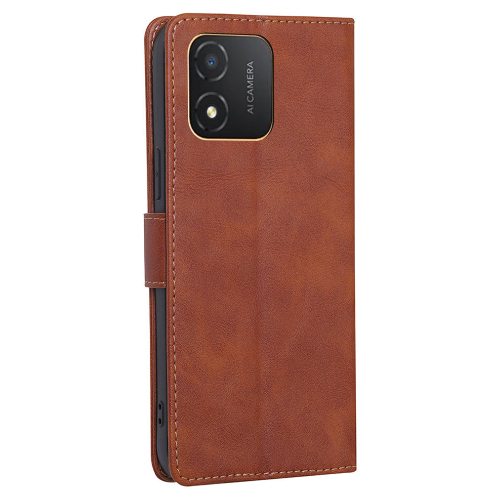 RFID Blocking Leather Phone Case for Honor X5 4G , Cowhide Texture Wallet Stand Phone Cover