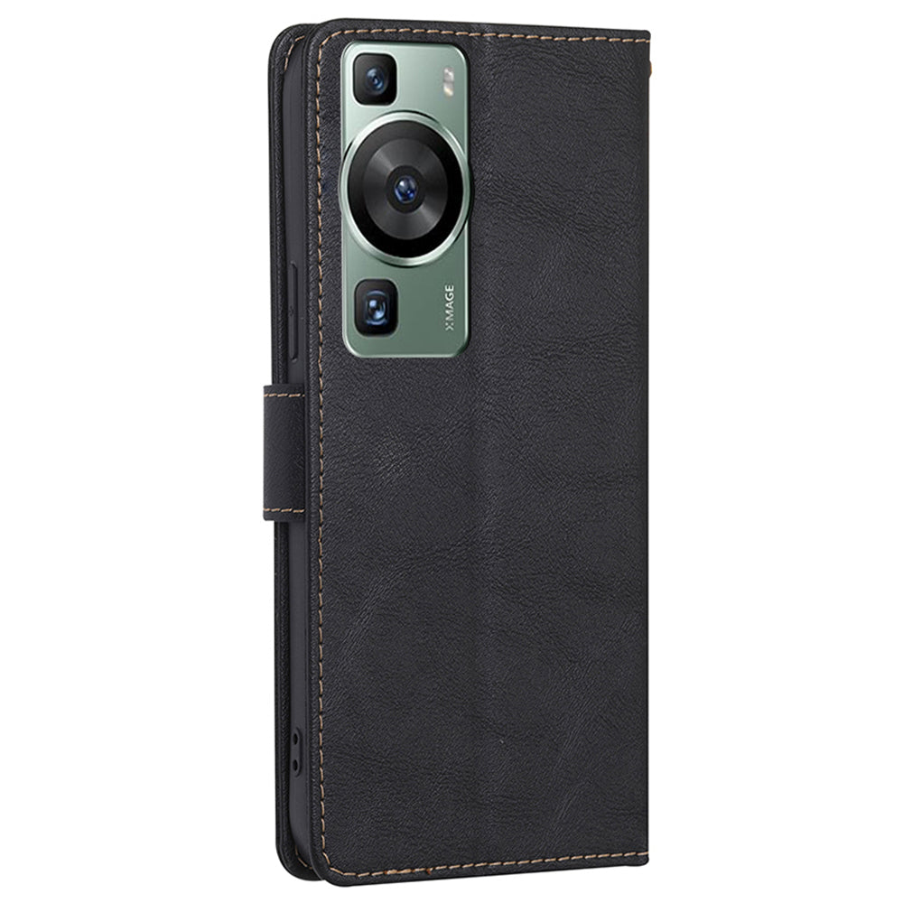 For Huawei P60 / P60 Pro RFID Blocking Wallet Phone Case Cowhide Texture Leather Phone Stand Cover