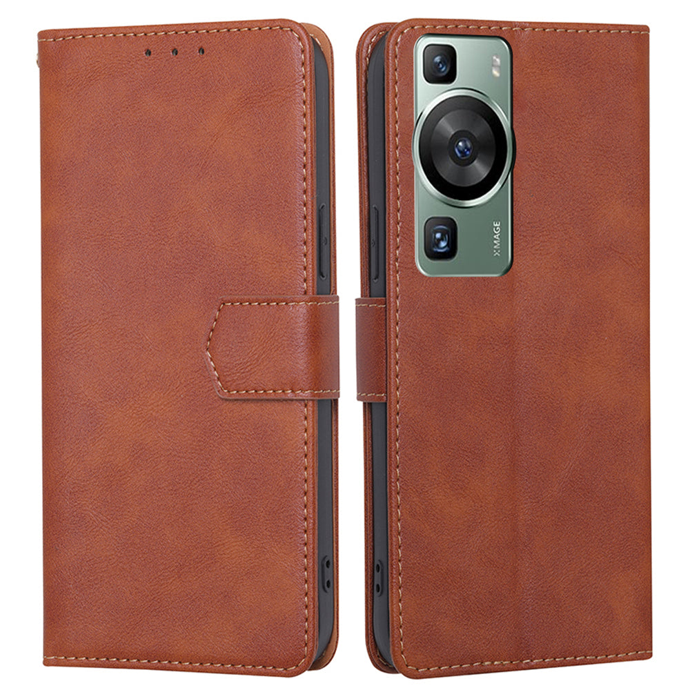 For Huawei P60 / P60 Pro RFID Blocking Wallet Phone Case Cowhide Texture Leather Phone Stand Cover