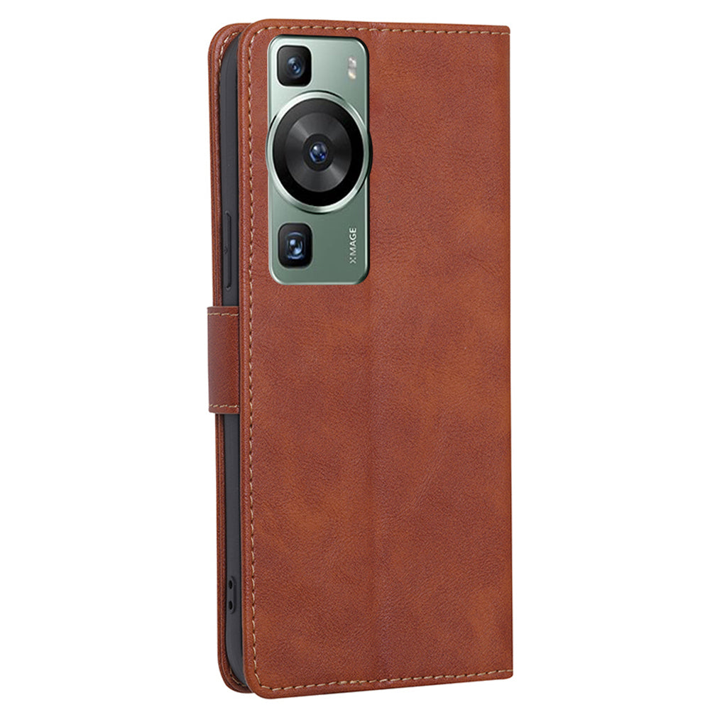 For Huawei P60 / P60 Pro RFID Blocking Wallet Phone Case Cowhide Texture Leather Phone Stand Cover