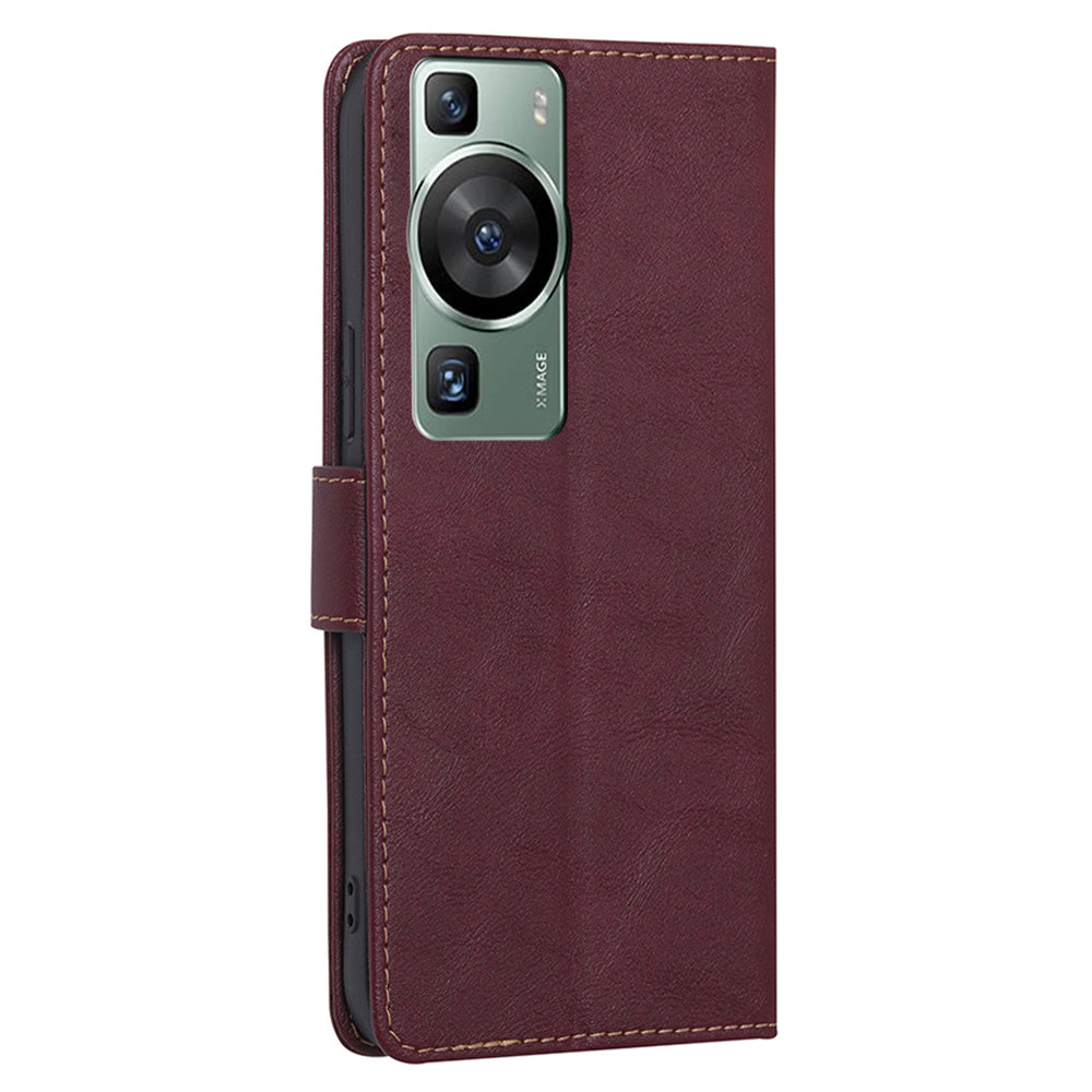 For Huawei P60 / P60 Pro RFID Blocking Wallet Phone Case Cowhide Texture Leather Phone Stand Cover