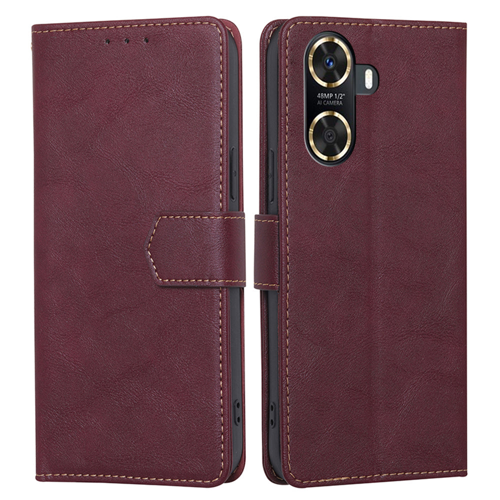 For Huawei Enjoy 60 RFID Blocking Wallet Stand Case Cowhide Texture Leather Phone Cover