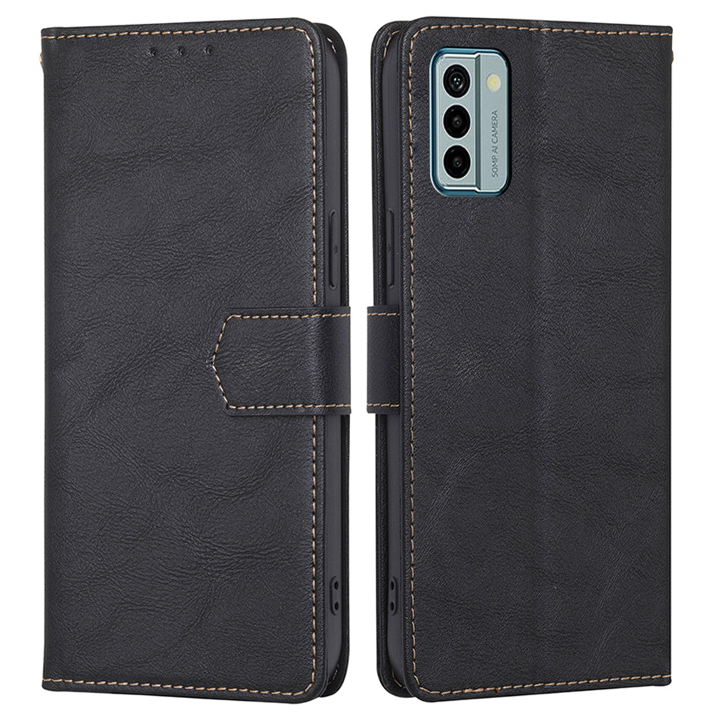 RFID Blocking Phone Case for Nokia G22 , Wallet Stand Cowhide Texture Leather Phone Cover