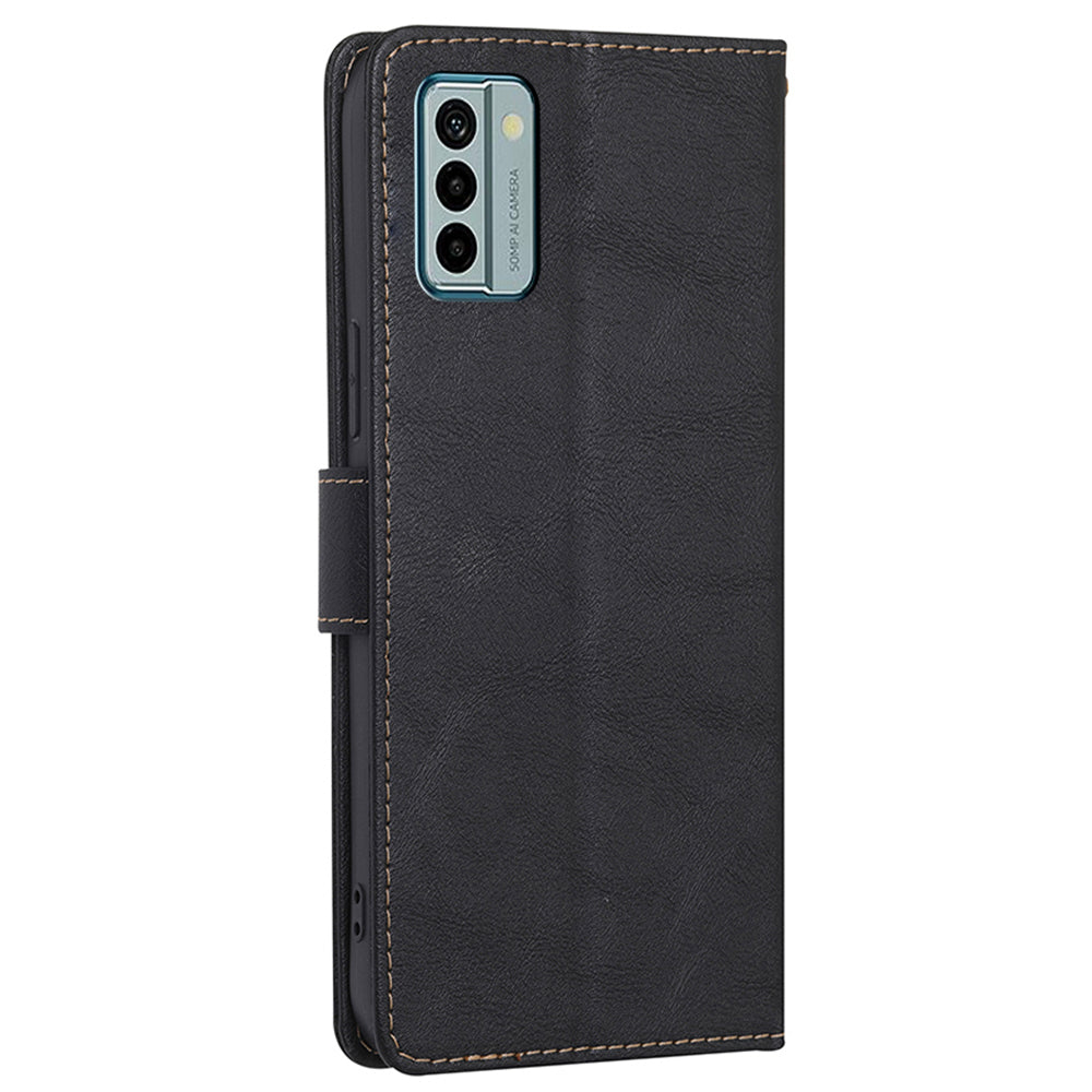 RFID Blocking Phone Case for Nokia G22 , Wallet Stand Cowhide Texture Leather Phone Cover