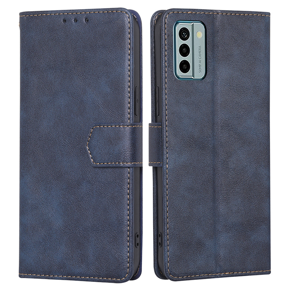 RFID Blocking Phone Case for Nokia G22 , Wallet Stand Cowhide Texture Leather Phone Cover
