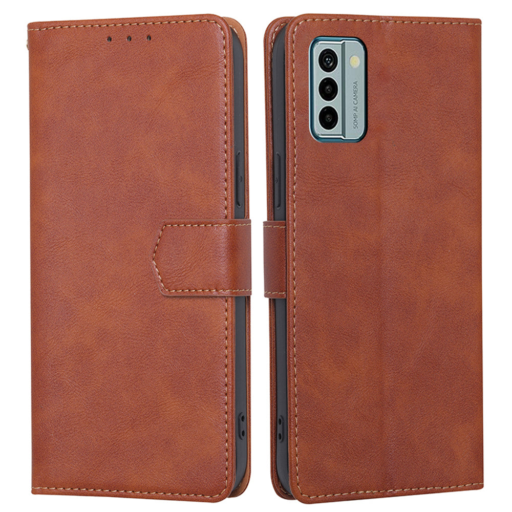 RFID Blocking Phone Case for Nokia G22 , Wallet Stand Cowhide Texture Leather Phone Cover