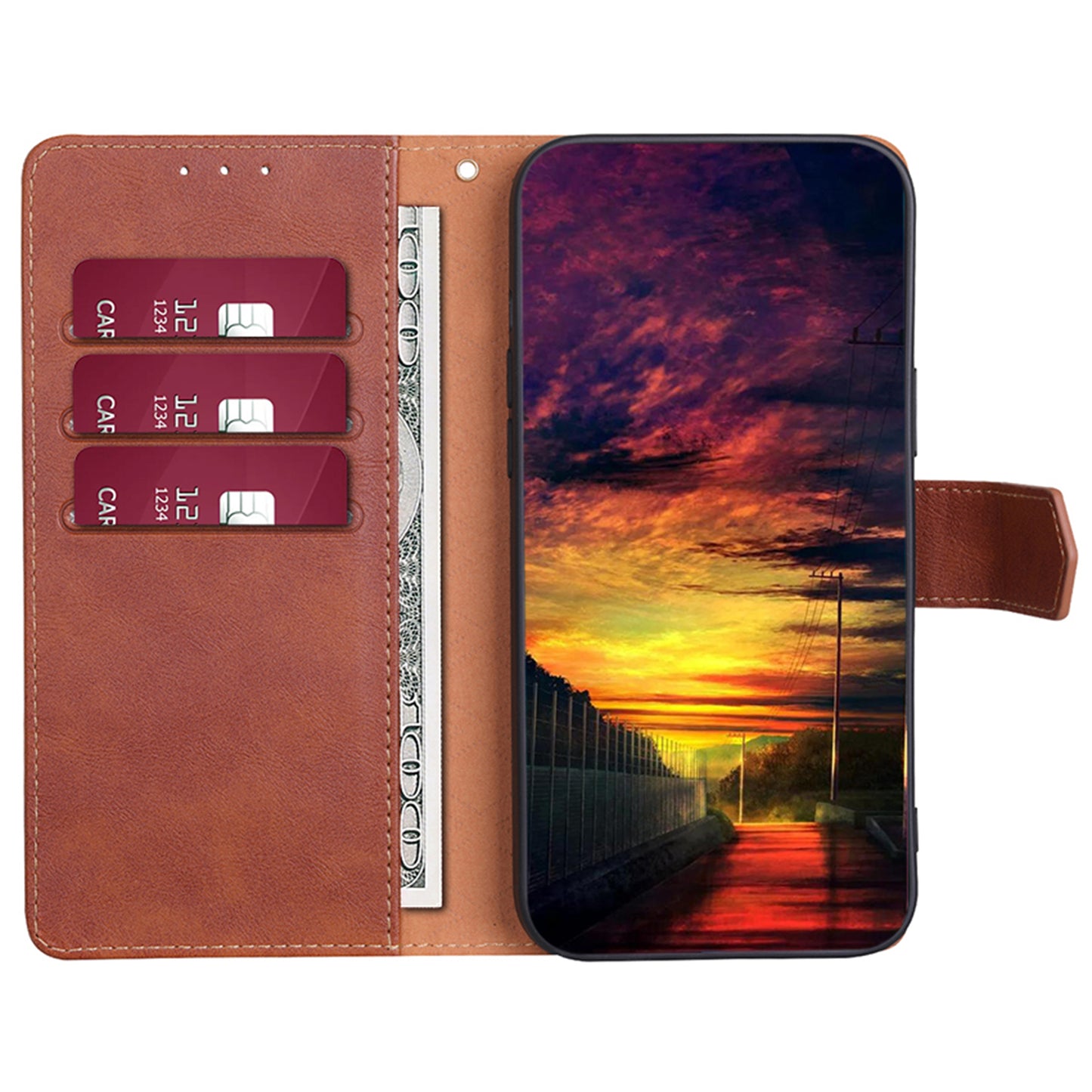 RFID Blocking Phone Case for Nokia G22 , Wallet Stand Cowhide Texture Leather Phone Cover