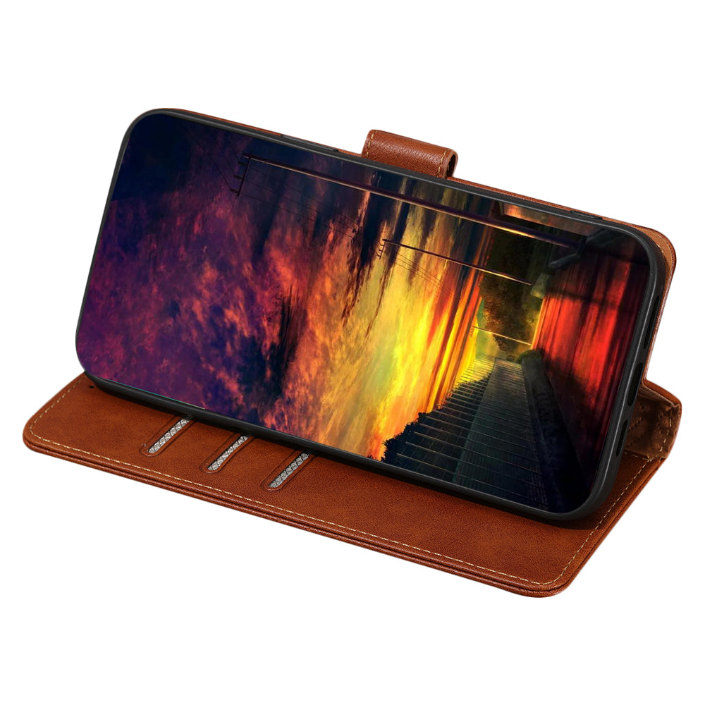 RFID Blocking Phone Case for Nokia G22 , Wallet Stand Cowhide Texture Leather Phone Cover