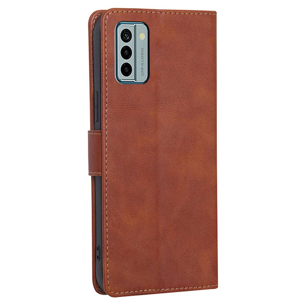 RFID Blocking Phone Case for Nokia G22 , Wallet Stand Cowhide Texture Leather Phone Cover