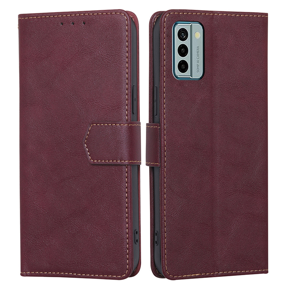 RFID Blocking Phone Case for Nokia G22 , Wallet Stand Cowhide Texture Leather Phone Cover