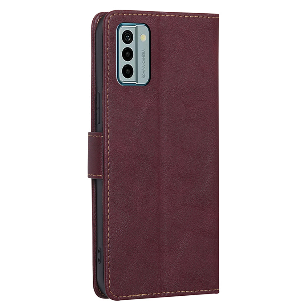 RFID Blocking Phone Case for Nokia G22 , Wallet Stand Cowhide Texture Leather Phone Cover