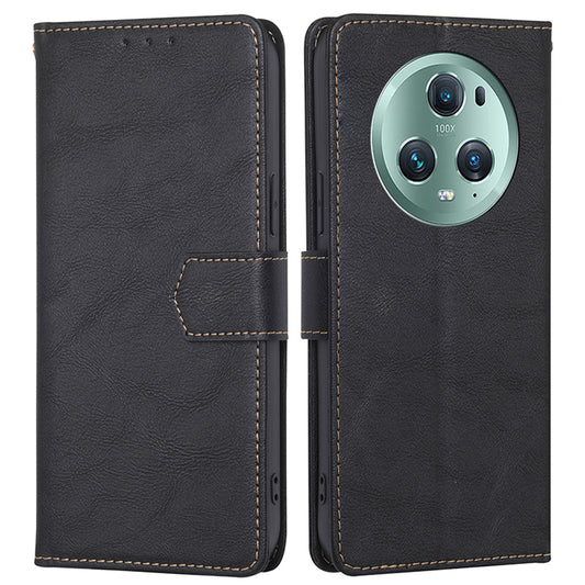 For Honor Magic5 Pro Cowhide Texture Phone Wallet Case PU Leather RFID Blocking Stand Phone Cover