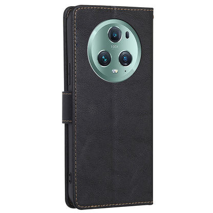 For Honor Magic5 Pro Cowhide Texture Phone Wallet Case PU Leather RFID Blocking Stand Phone Cover