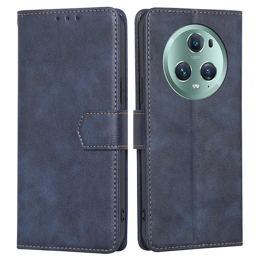 For Honor Magic5 Pro Cowhide Texture Phone Wallet Case PU Leather RFID Blocking Stand Phone Cover