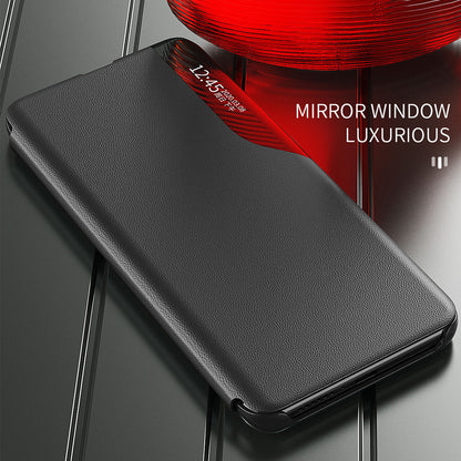 For Samsung Galaxy M14 5G View Window Phone Case PU Leather Phone Stand Cover