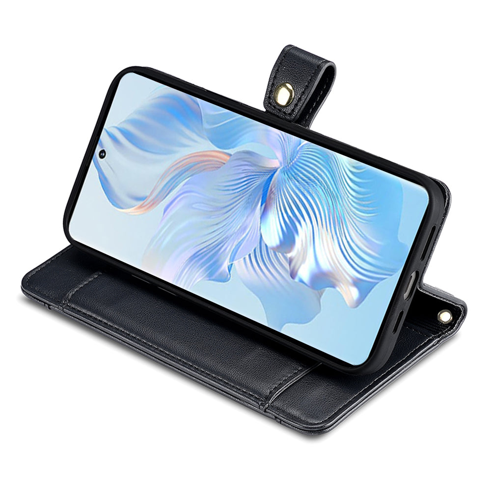 For Honor X40 5G / X9a 5G / Magic5 Lite 5G Leather Wallet Cover Zipper Pocket Phone Stand Case with 2 Straps