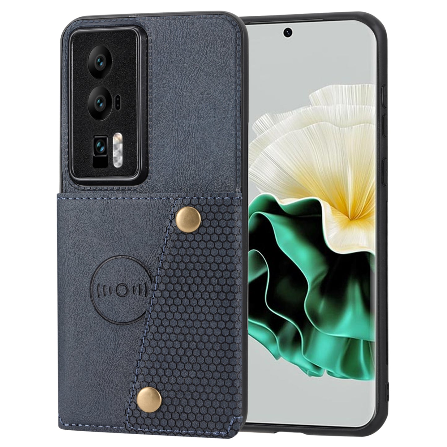 For Huawei P60 / P60 Pro Kickstand Case Card Holder PU Leather Coated TPU Phone Case with Car Mount Metal Sheet