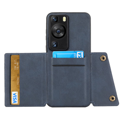 For Huawei P60 / P60 Pro Kickstand Case Card Holder PU Leather Coated TPU Phone Case with Car Mount Metal Sheet