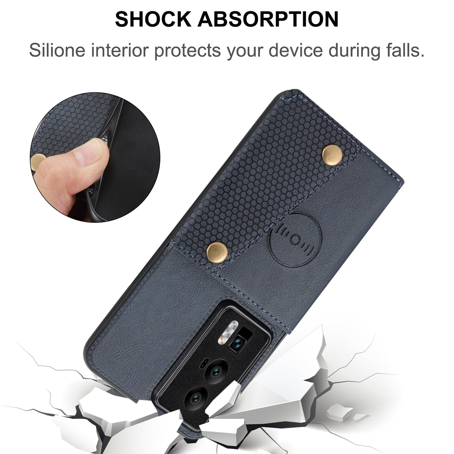 For Huawei P60 / P60 Pro Kickstand Case Card Holder PU Leather Coated TPU Phone Case with Car Mount Metal Sheet