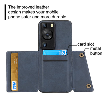 For Huawei P60 / P60 Pro Kickstand Case Card Holder PU Leather Coated TPU Phone Case with Car Mount Metal Sheet