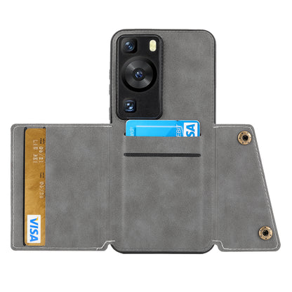 For Huawei P60 / P60 Pro Kickstand Case Card Holder PU Leather Coated TPU Phone Case with Car Mount Metal Sheet