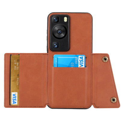 For Huawei P60 / P60 Pro Kickstand Case Card Holder PU Leather Coated TPU Phone Case with Car Mount Metal Sheet