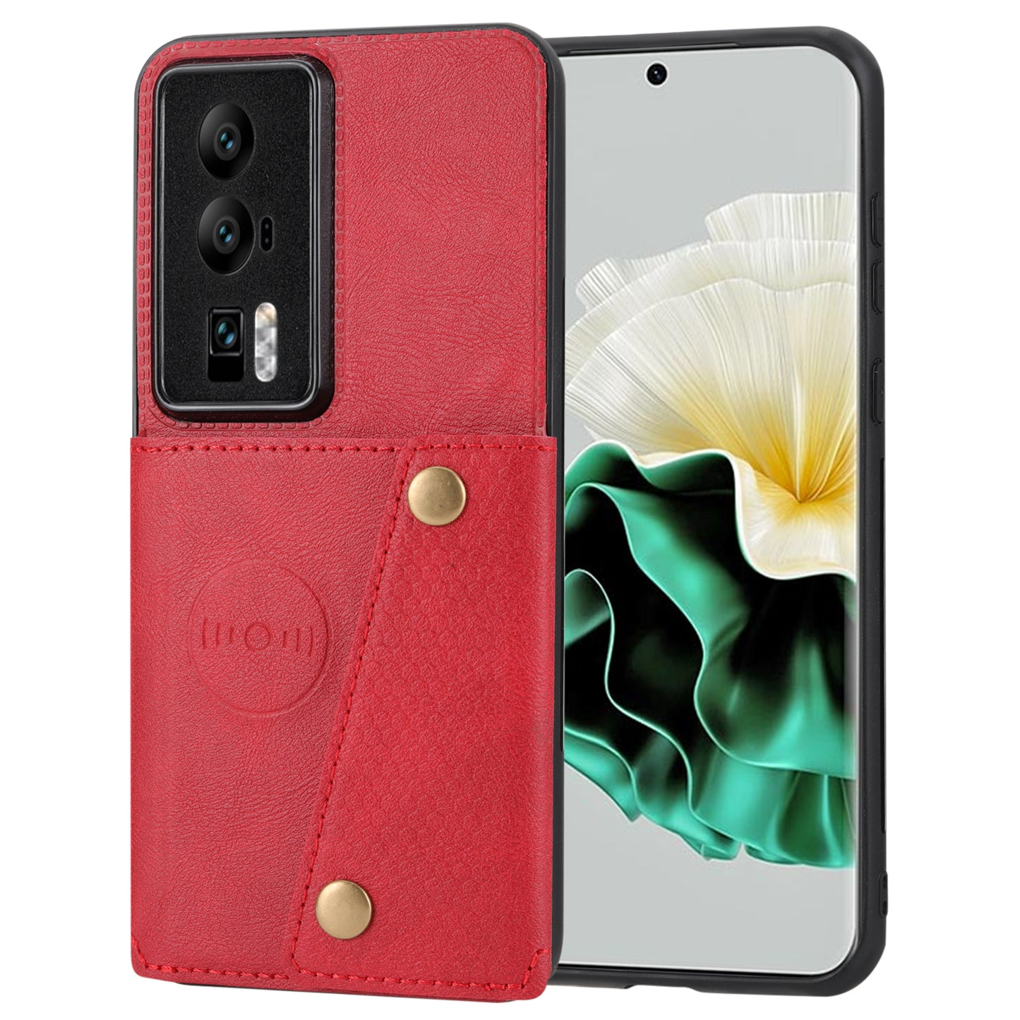 For Huawei P60 / P60 Pro Kickstand Case Card Holder PU Leather Coated TPU Phone Case with Car Mount Metal Sheet