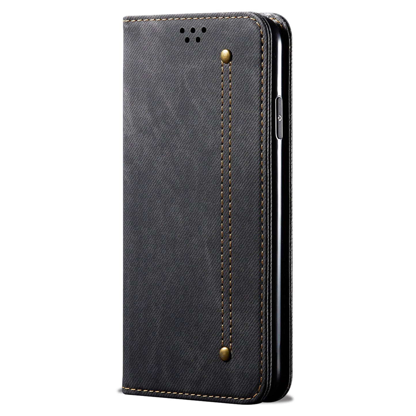 For Huawei nova 11 Wallet Stand Phone Case PU Leather Jeans Cloth Texture Phone Cover