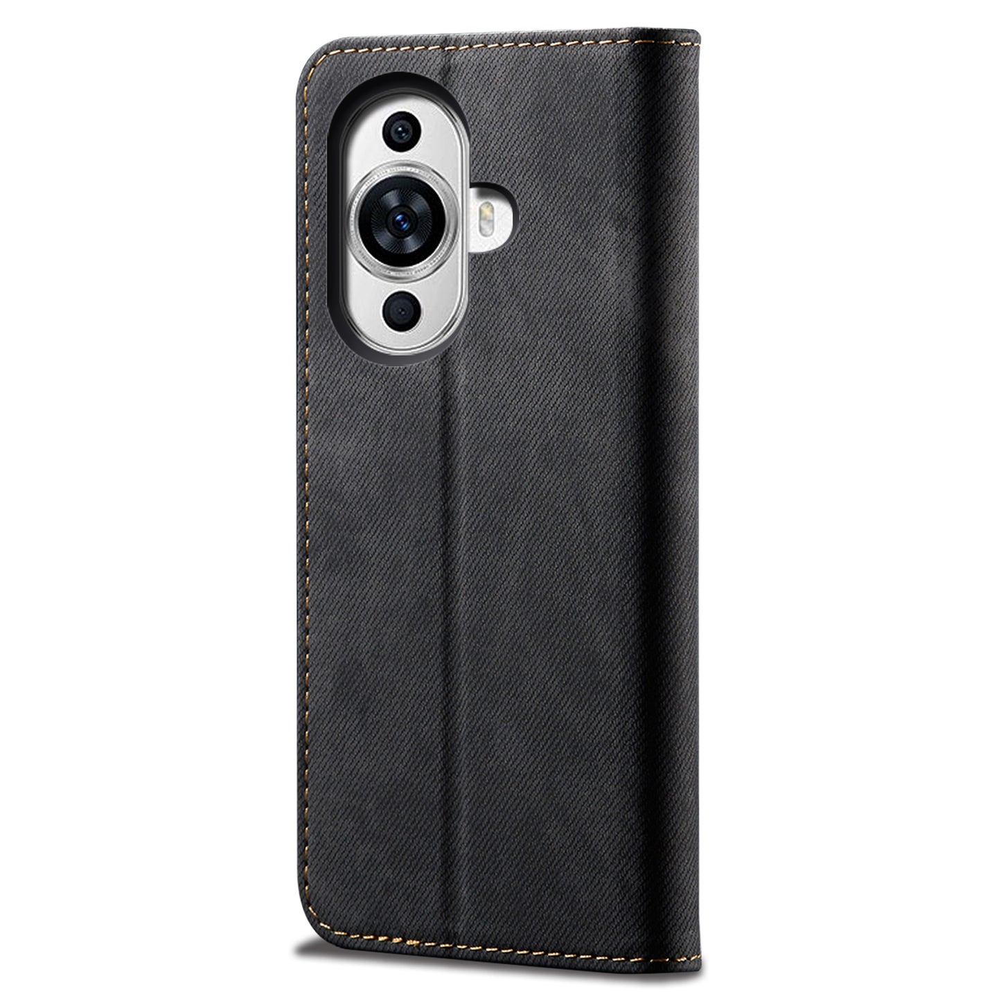 For Huawei nova 11 Wallet Stand Phone Case PU Leather Jeans Cloth Texture Phone Cover