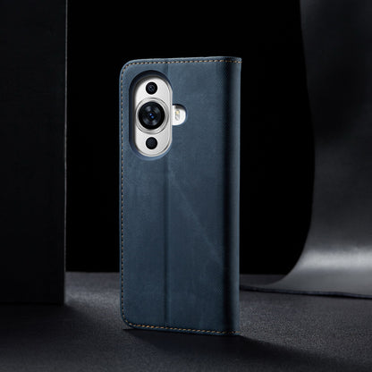 For Huawei nova 11 Wallet Stand Phone Case PU Leather Jeans Cloth Texture Phone Cover
