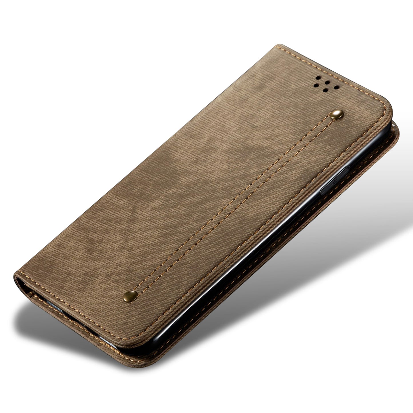 For Huawei nova 11 Wallet Stand Phone Case PU Leather Jeans Cloth Texture Phone Cover