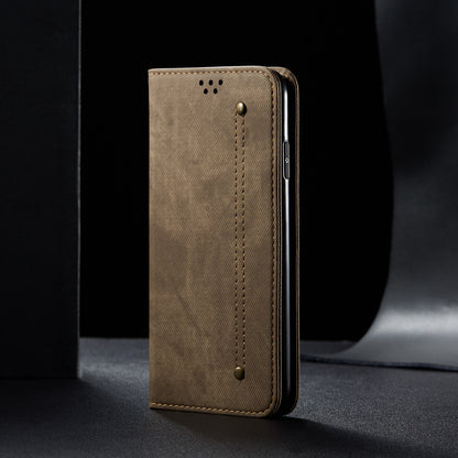 For Huawei nova 11 Wallet Stand Phone Case PU Leather Jeans Cloth Texture Phone Cover