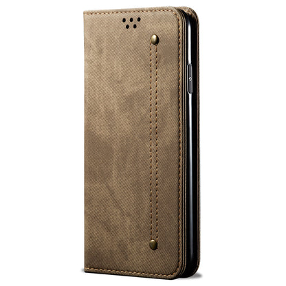 For Huawei nova 11 Wallet Stand Phone Case PU Leather Jeans Cloth Texture Phone Cover