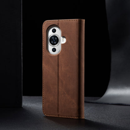 For Huawei nova 11 Wallet Stand Phone Case PU Leather Jeans Cloth Texture Phone Cover
