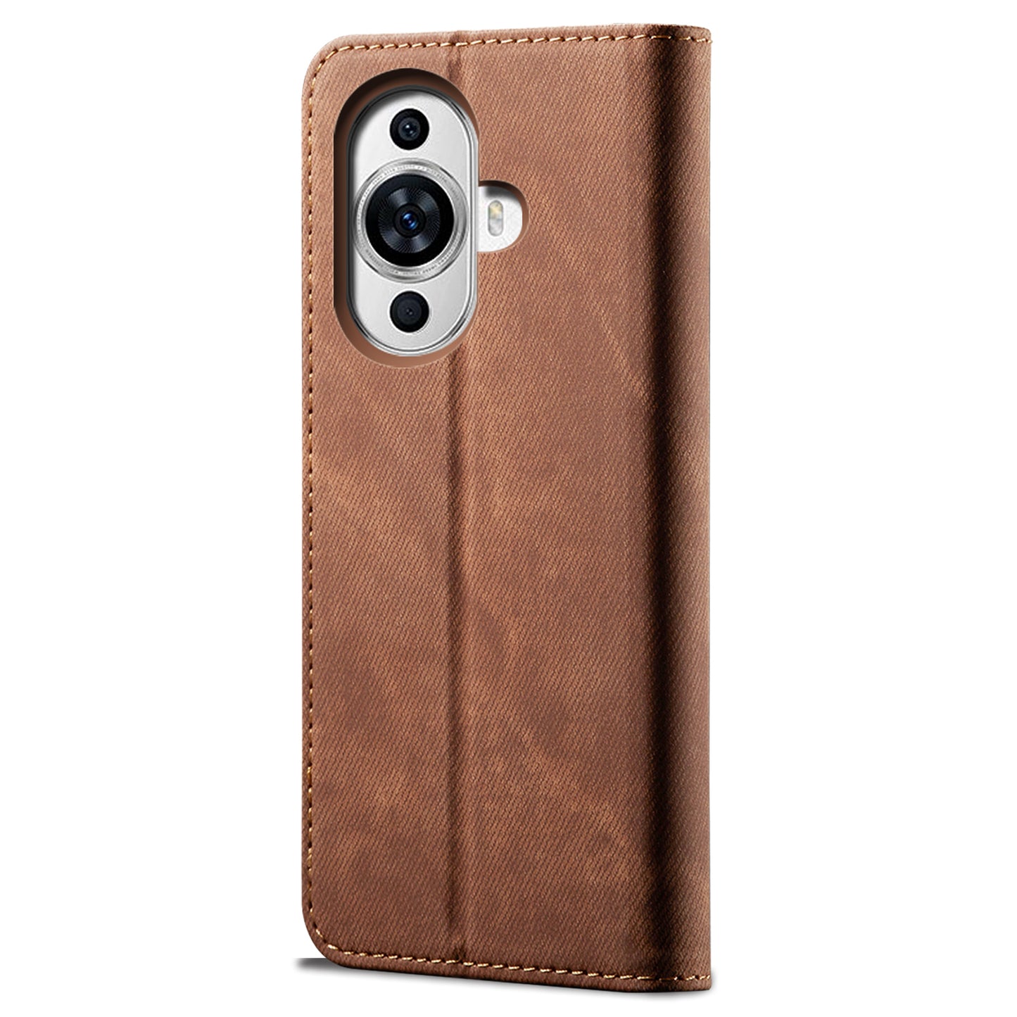 For Huawei nova 11 Wallet Stand Phone Case PU Leather Jeans Cloth Texture Phone Cover