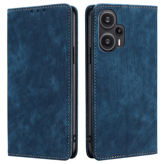 Textured Phone Cover for Xiaomi Redmi Note 12 Turbo / Poco F5 5G RFID Blocking Wallet Magnetic Leather Flip Stand Case