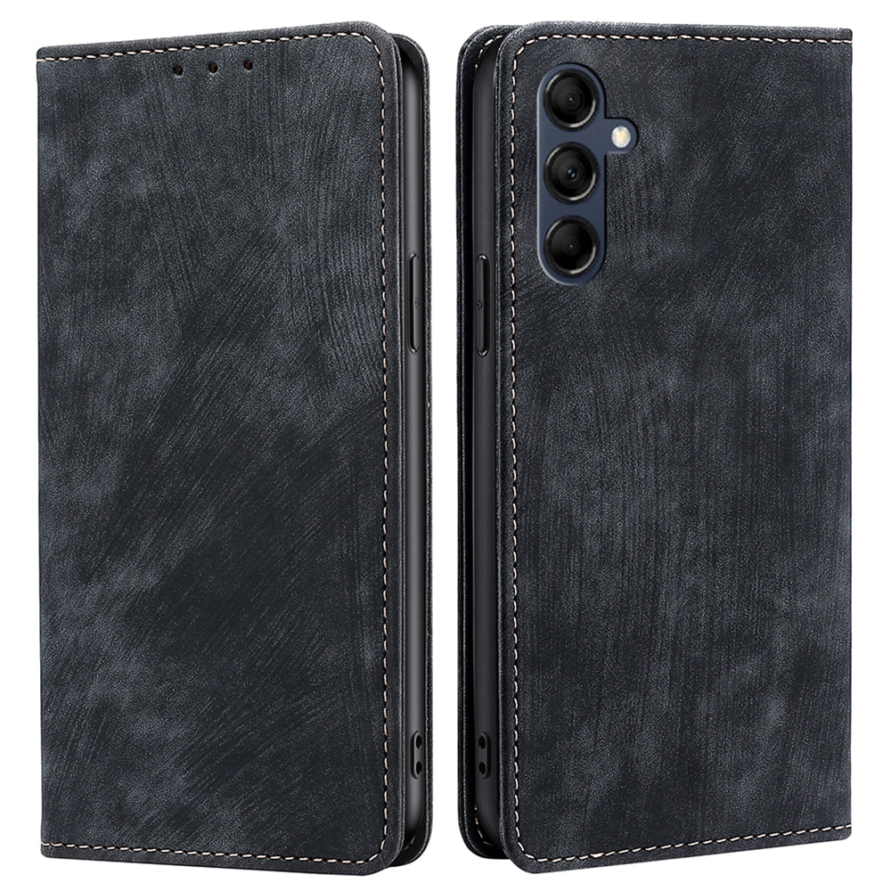 Textured Phone Cover for Samsung Galaxy M14 5G , Stand RFID Blocking Wallet Magnetic Leather Flip Case