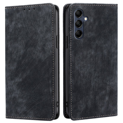 Textured Phone Cover for Samsung Galaxy M14 5G , Stand RFID Blocking Wallet Magnetic Leather Flip Case