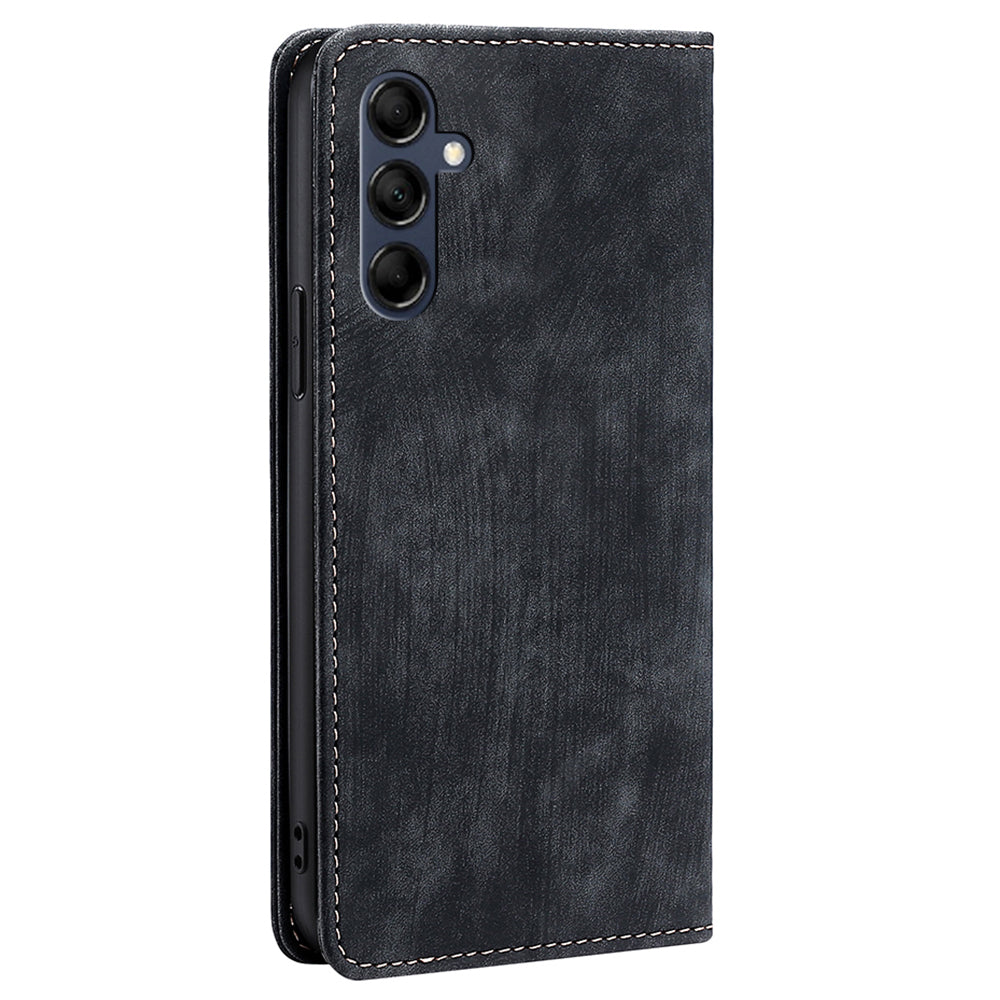 Textured Phone Cover for Samsung Galaxy M14 5G , Stand RFID Blocking Wallet Magnetic Leather Flip Case