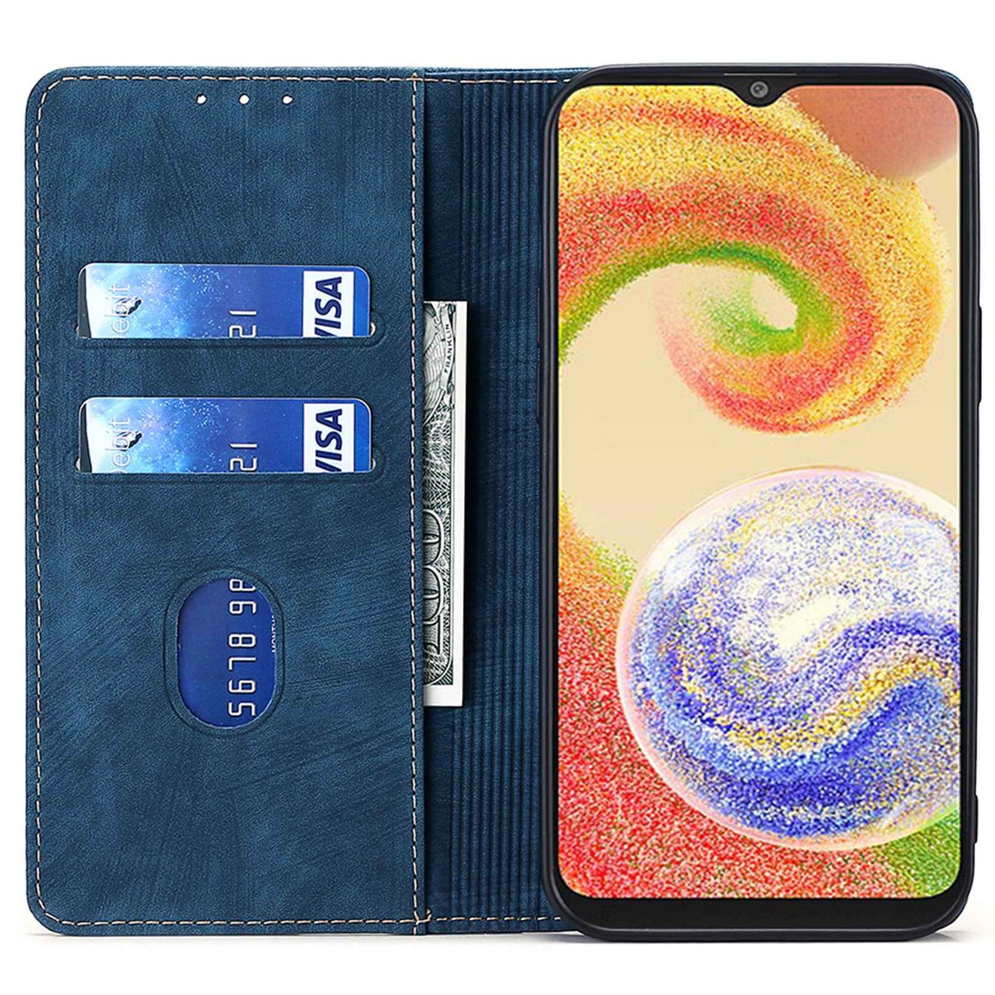 Textured Phone Cover for Samsung Galaxy M14 5G , Stand RFID Blocking Wallet Magnetic Leather Flip Case