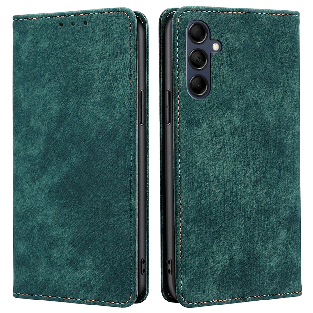 Textured Phone Cover for Samsung Galaxy M14 5G , Stand RFID Blocking Wallet Magnetic Leather Flip Case