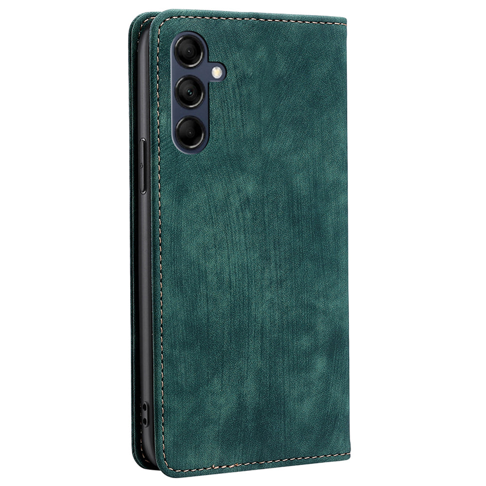 Textured Phone Cover for Samsung Galaxy M14 5G , Stand RFID Blocking Wallet Magnetic Leather Flip Case