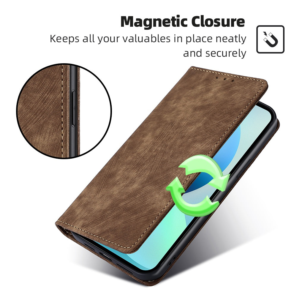 Textured Phone Cover for Samsung Galaxy M14 5G , Stand RFID Blocking Wallet Magnetic Leather Flip Case