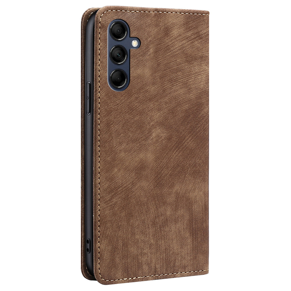 Textured Phone Cover for Samsung Galaxy M14 5G , Stand RFID Blocking Wallet Magnetic Leather Flip Case
