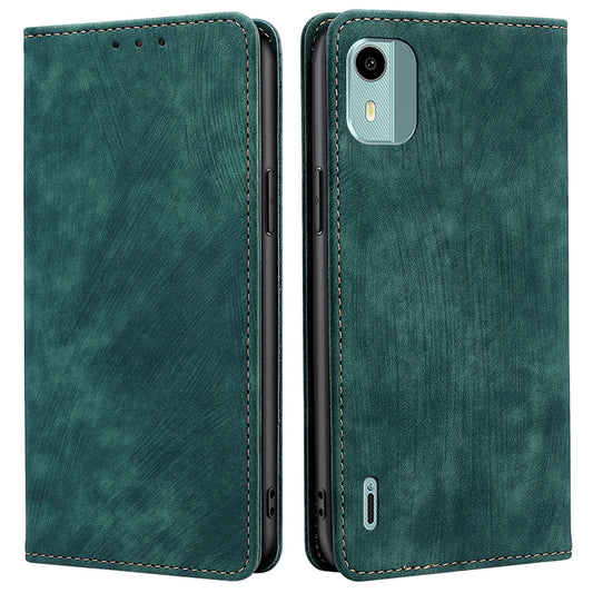 For Nokia C12 4G / C12 Plus / C12 Pro PU Leather Mobile Phone Case Textured Anti-Drop Stand Wallet RFID Blocking Phone Cover