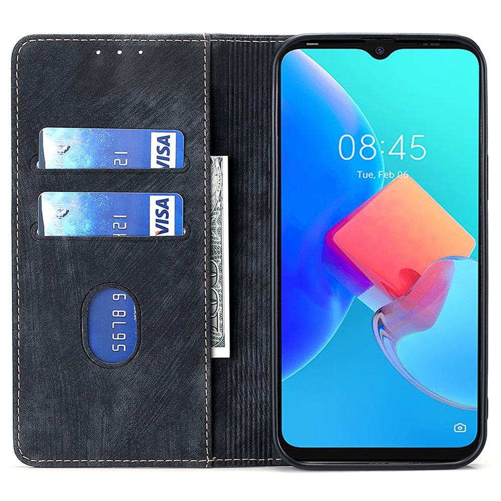 RFID Blocking Cover for Tecno Spark 10 4G Shell with Stand Wallet PU Leather Bump Proof Cellphone Case