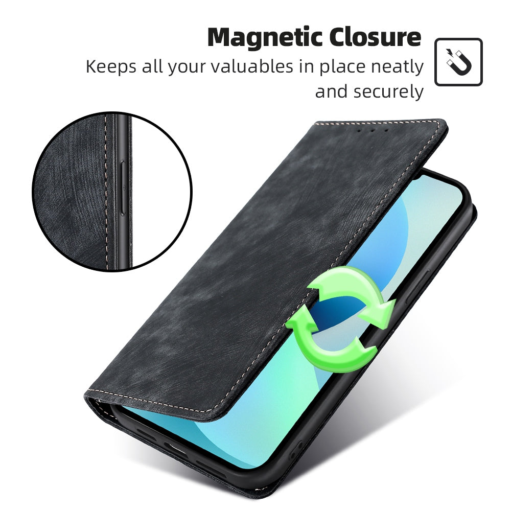 RFID Blocking Cover for Tecno Spark 10 4G Shell with Stand Wallet PU Leather Bump Proof Cellphone Case