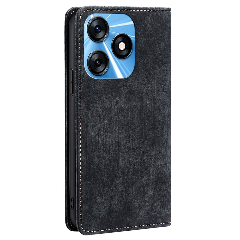 RFID Blocking Cover for Tecno Spark 10 4G Shell with Stand Wallet PU Leather Bump Proof Cellphone Case