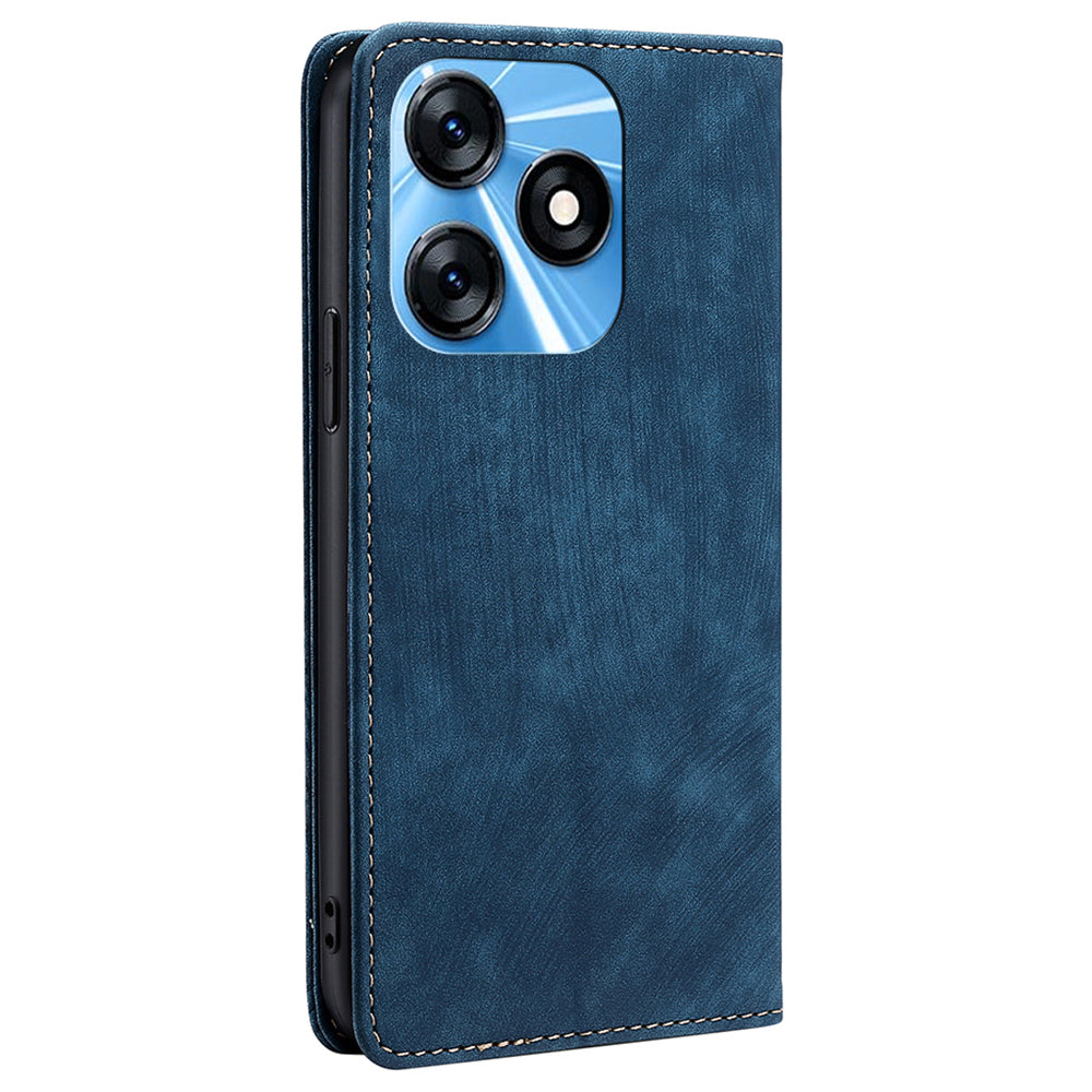 RFID Blocking Cover for Tecno Spark 10 4G Shell with Stand Wallet PU Leather Bump Proof Cellphone Case
